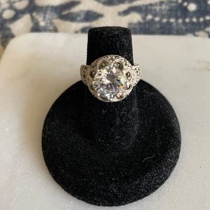 Judith Jack Marcasite Sterling Silver CZ Ring Size 5
